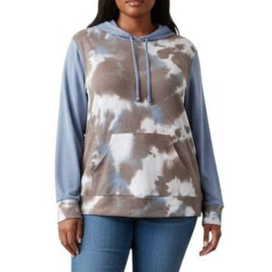 1CLIQUE Boardwalk Blue, White and Tan Tie Dye Hoodie, NEW! Size 3X